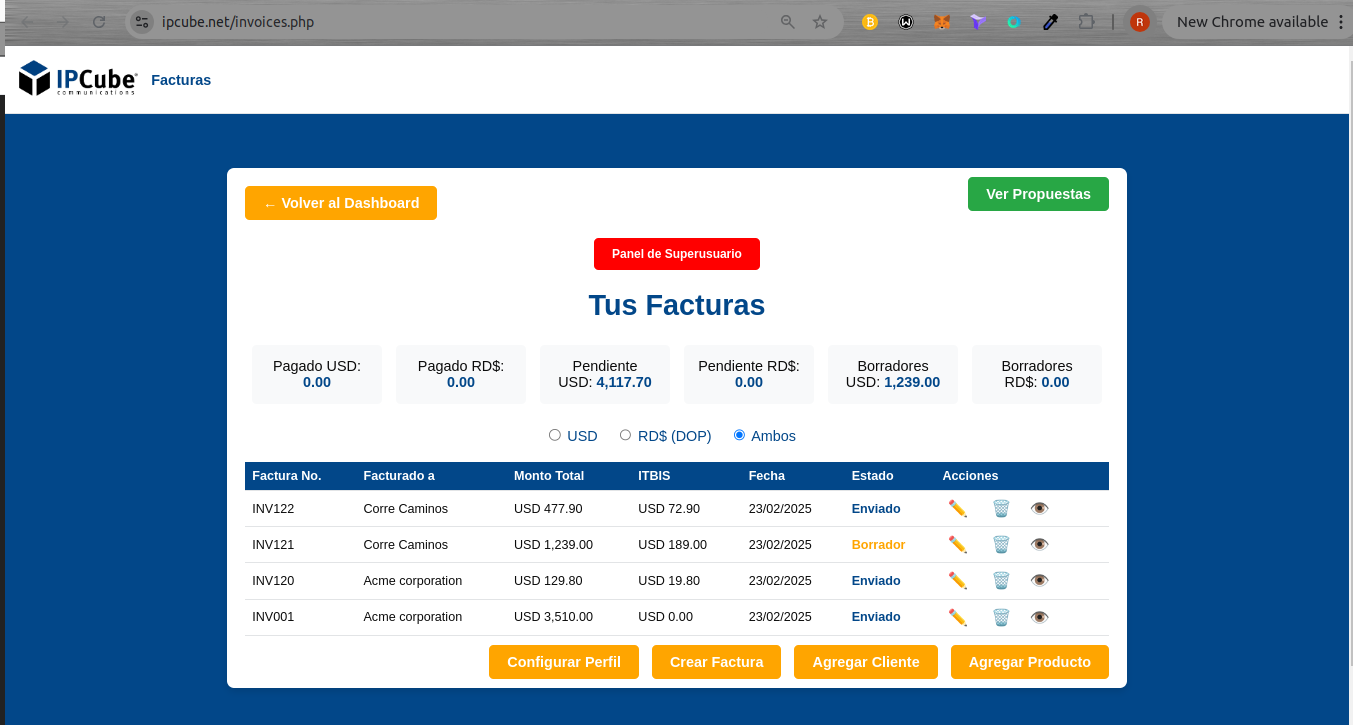 Sistema de Facturación IPCube